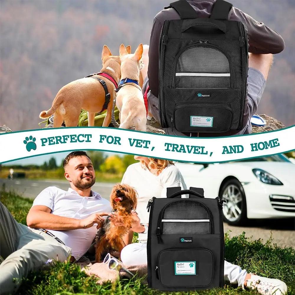 Travel-Ready & Stress-Free: Soft-Sided, Ventilated Pet Backpack (Up to 18 lbs)