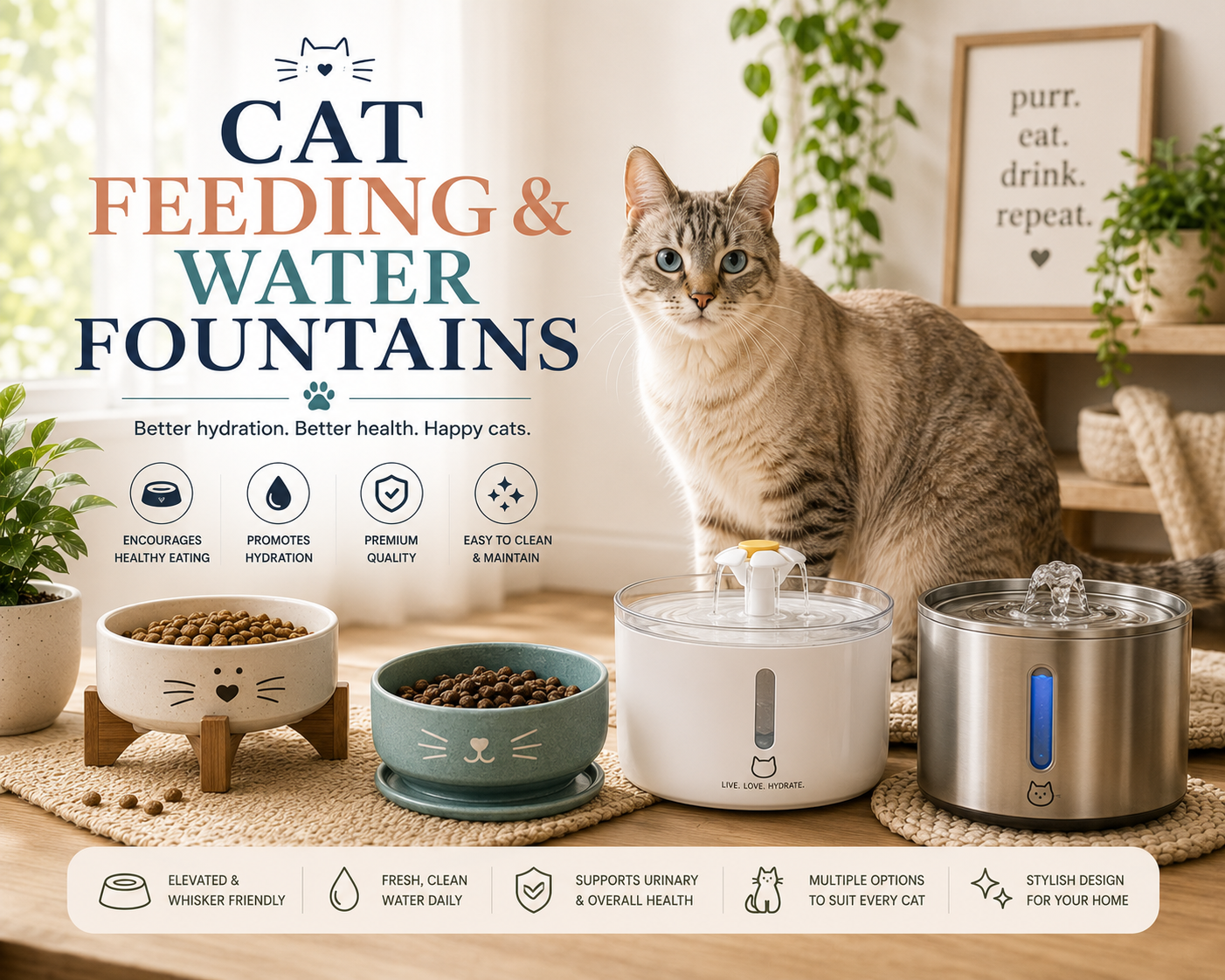 Cat Feeding & Water Fountains