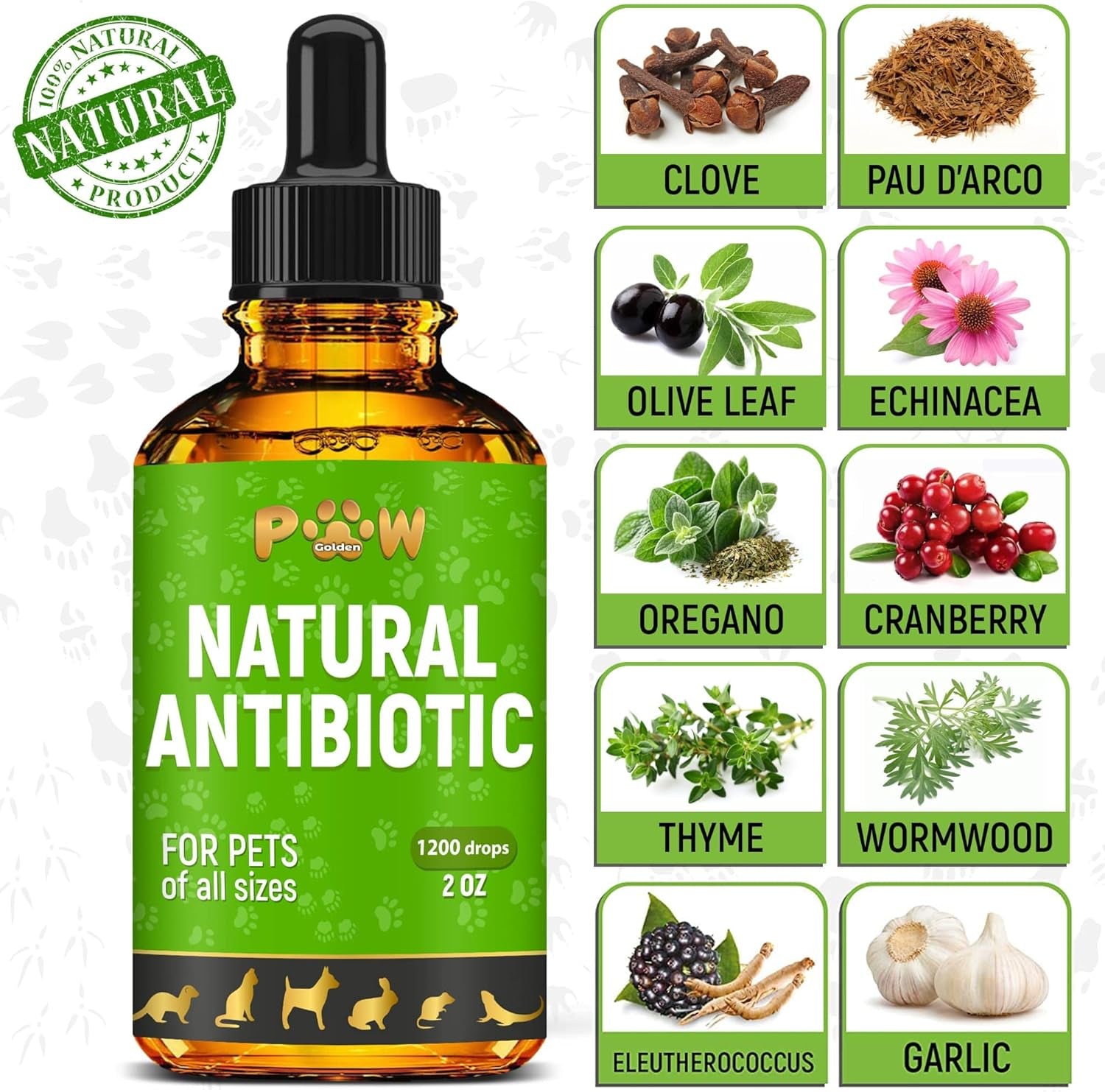 Natural Pet Immune Support Drops for Dogs & Cats, Skin, Coat & Digestion – 2 oz