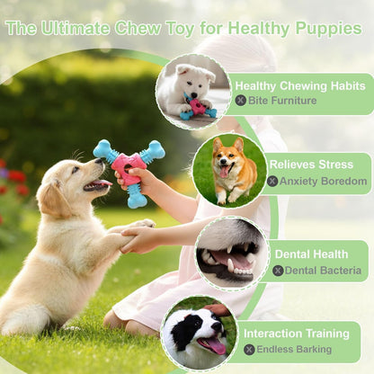 Rubber Dog Bone Chew Toy for Puppies – Small & Medium Aggressive Chewers
