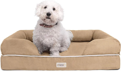 Chester Xx-Large Dog Bed - Orthopedic Memory Foam Mattress, Calming Couch Bed, Wall Rim Pillow, Water Resistant Liner, Washable Cover, Non-Slip Bottom Chester Khaki Beige Memory Foam Dog Bed 36.0"L X 28.0"W X 9.0"Th