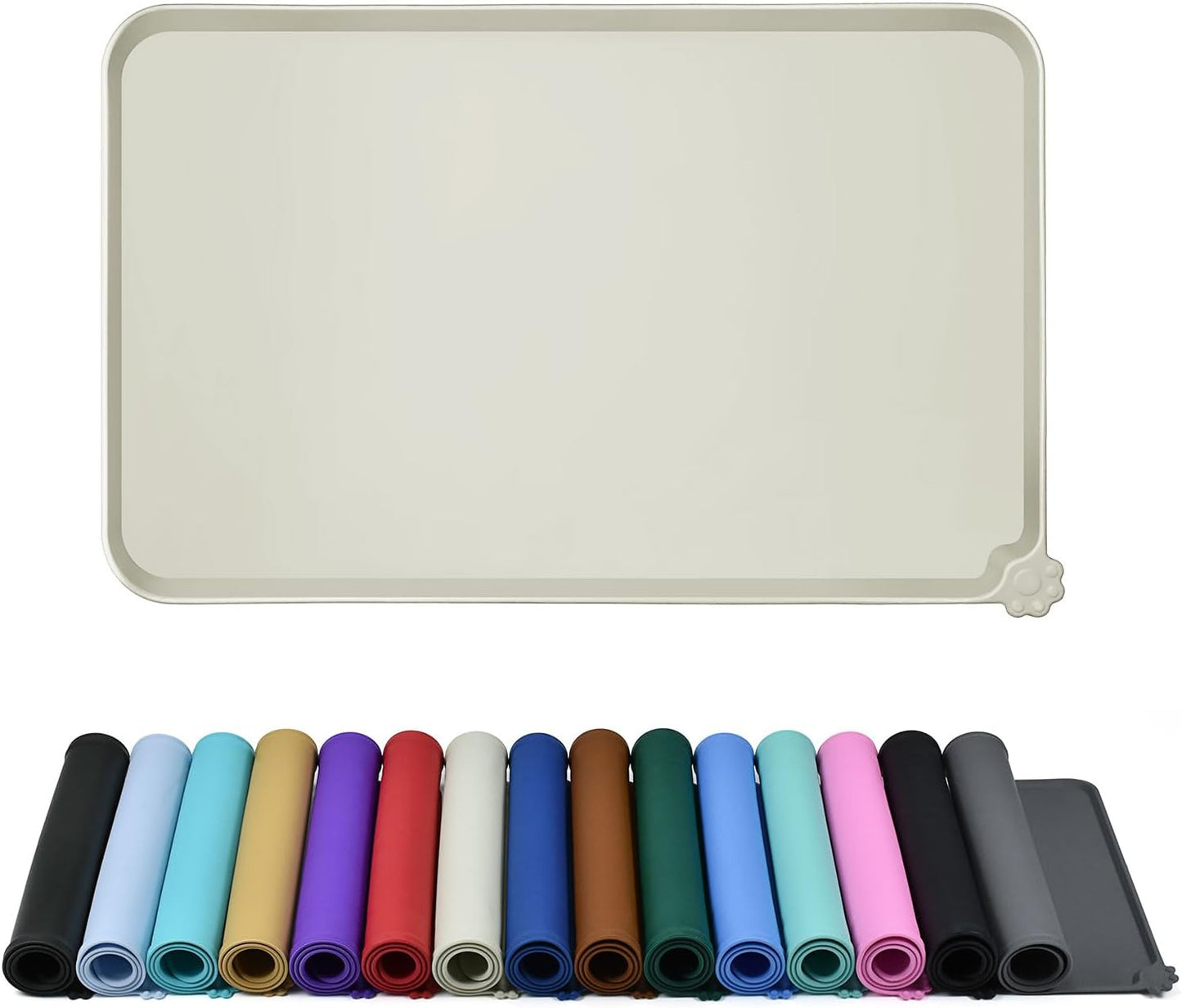 Silicone Dog & Cat Feeding Mat with Raised Edge, Waterproof & Non-Slip