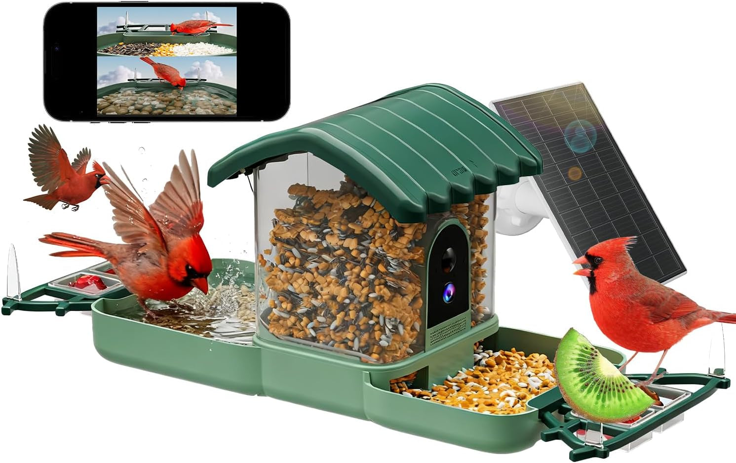 2-in-1 Smart Bird Feeder & Bath Camera, Dual 2K HD, Solar & AI Bird ID