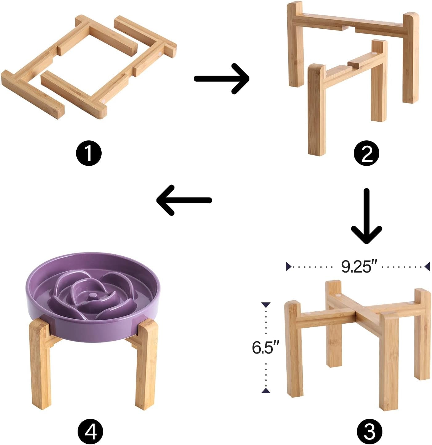 Elevated Ceramic Slow Feeder Dog Bowl 8.6in Heavy Weighted (various colors)