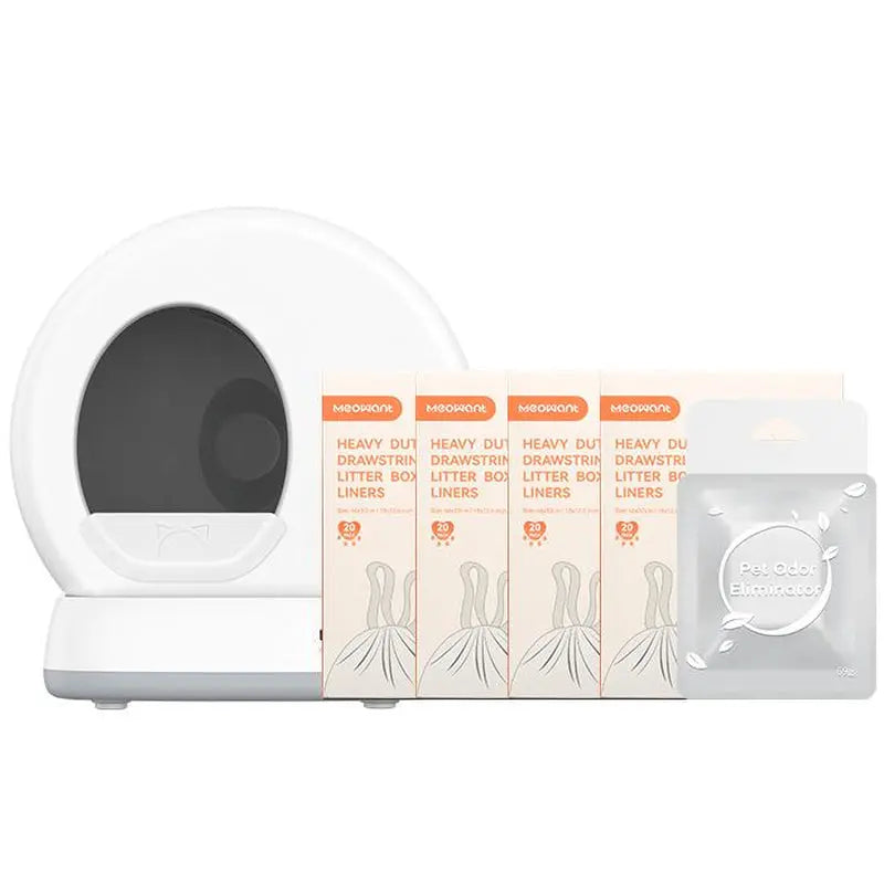 Meowant SC01 Smart Litter Box – Self-Cleaning, Odor-Free, Pee Guard, Auto Safety Stop, App-Controlled, Includes Mat & Liner for Convenient Cat Care
