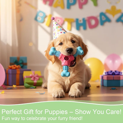 Rubber Dog Bone Chew Toy for Puppies – Small & Medium Aggressive Chewers