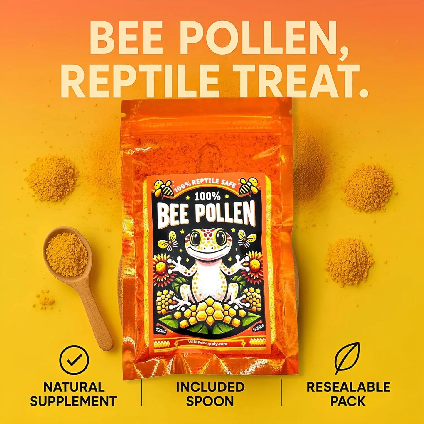 100% Bee Pollen Powder Reptile Food Topper for Geckos Isopods