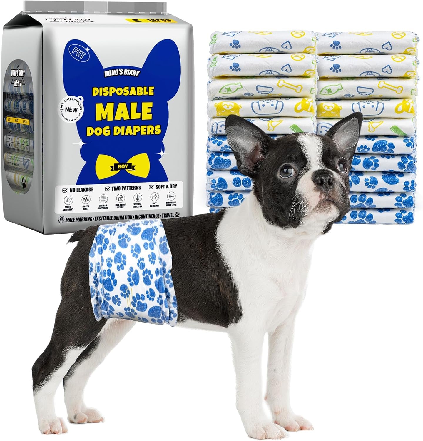 Male Dog Diapers 60 Count Disposable Belly Bands Leakproof Absorbent 60.0 Small