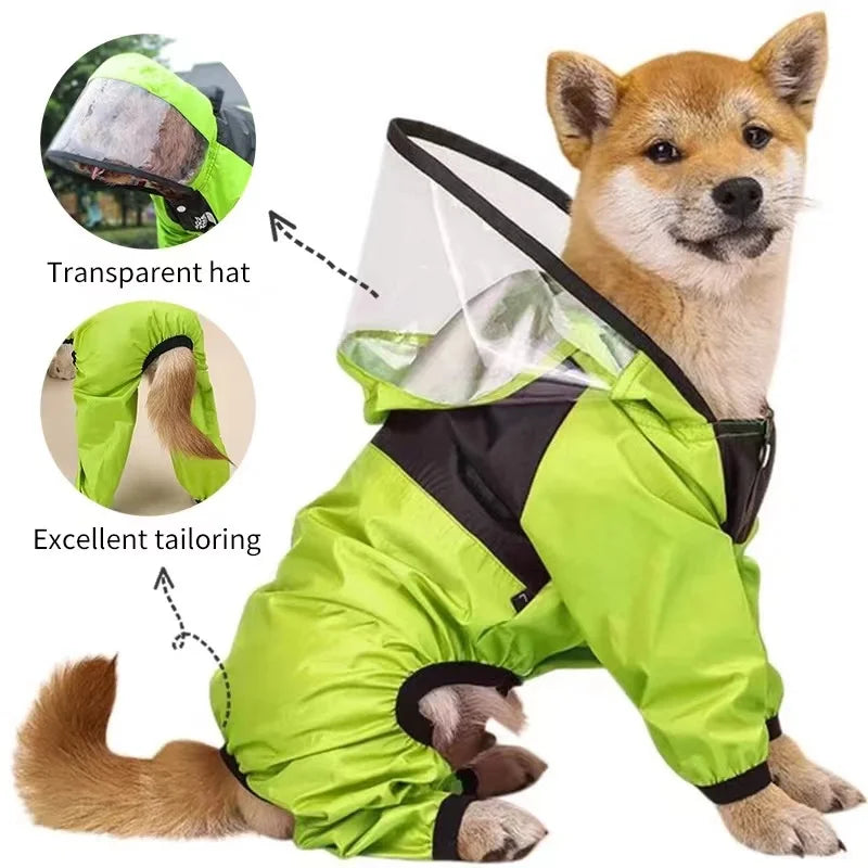 Waterproof Dog Raincoat Jacket | The Dog Face Hooded Pet Coat Jumpsuit