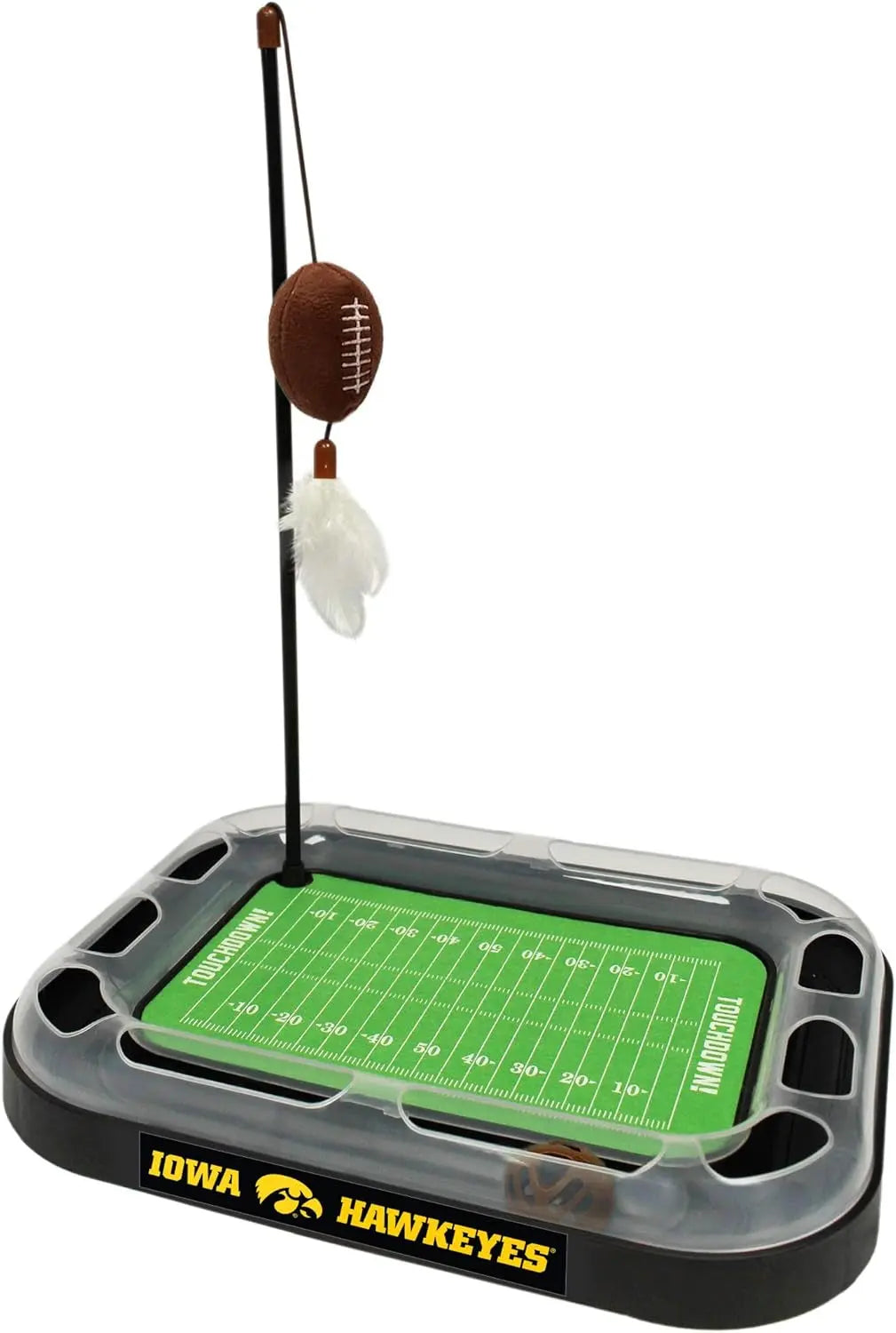 NCAA Cat Scratcher Football Field Toy – With Catnip, Feather & Interactive Ball Iowa Hawkeyes Football Field