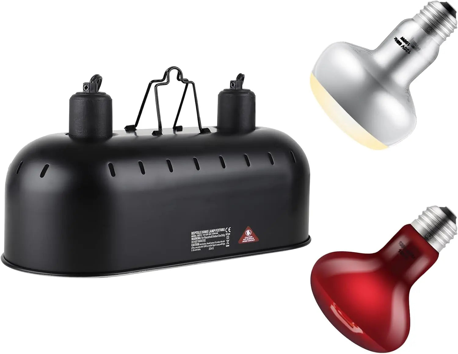 15" Dual Reptile Light Fixture w/ 100W UVA UVB & Ceramic Heat Lamp 15Inch With Basking Bulbinfrared Heat Lamp