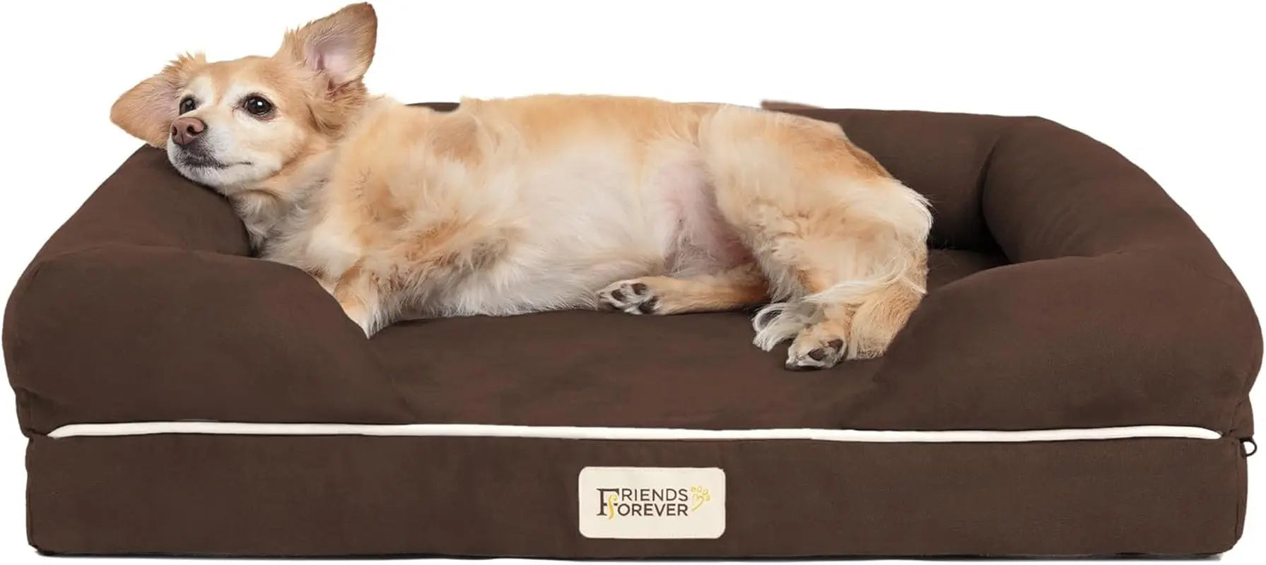 Chester Xx-Large Dog Bed - Orthopedic Memory Foam Mattress, Calming Couch Bed, Wall Rim Pillow, Water Resistant Liner, Washable Cover, Non-Slip Bottom Chester Brown Memory Foam Dog Bed 25.0"L X 20.0"W X 5.5"Th