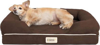 Chester Xx-Large Dog Bed - Orthopedic Memory Foam Mattress, Calming Couch Bed, Wall Rim Pillow, Water Resistant Liner, Washable Cover, Non-Slip Bottom Chester Brown Memory Foam Dog Bed 25.0"L X 20.0"W X 5.5"Th