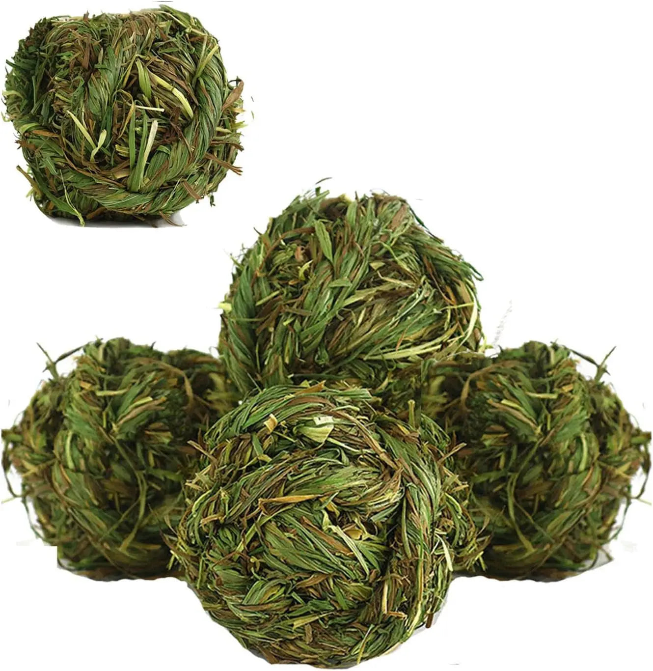 Timothy Hay Bunny Chew Balls Natural Grass Toys for Rabbits Guinea Pigs Hamsters 5 Pcs