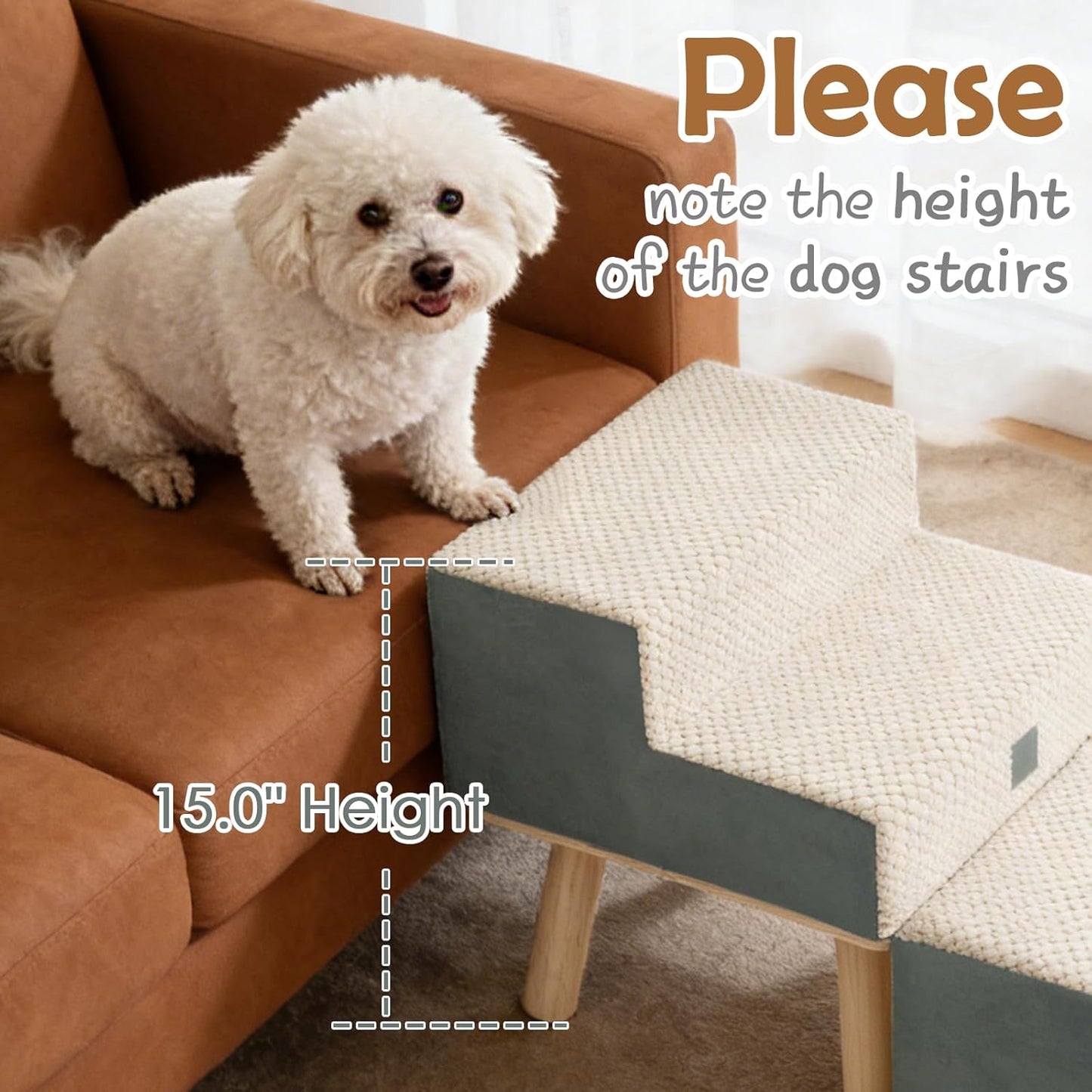 Dog Stairs 4 Step Foldable Pet Steps Ottoman Ramp for Couch Bed 