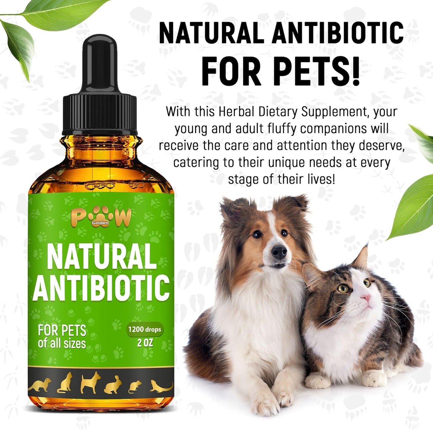Natural Pet Immune Support Drops for Dogs & Cats, Skin, Coat & Digestion – 2 oz