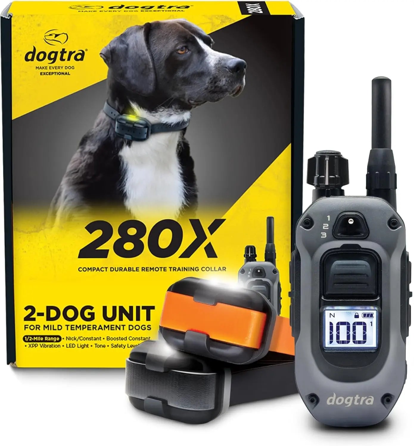 2 Dogs Training Collar Remote 1/2 Mile Waterproof LED Rechargeable Control 280X 2-Dog