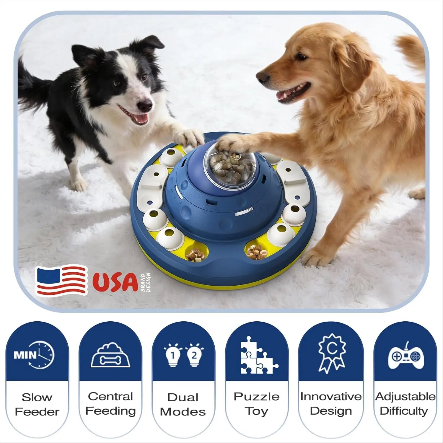 2-Level Dog Puzzle Feeder Toy Large Slow Treat Dispenser