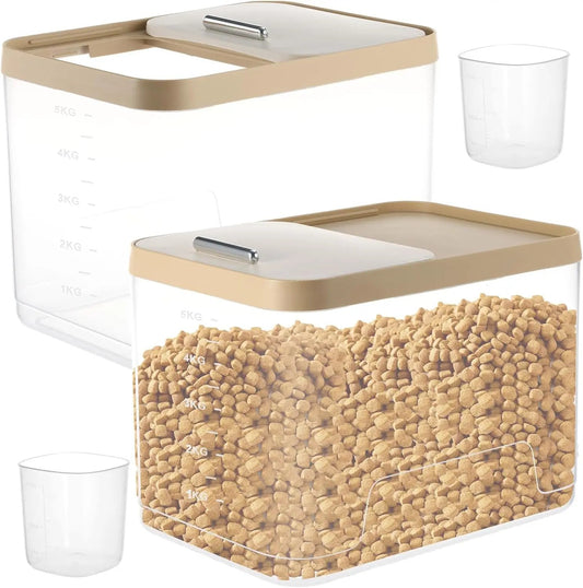 2 Pack Airtight Dog Food Storage Containers 10lb Clear Bins w/ Scoops Pet Treat Box Default Title