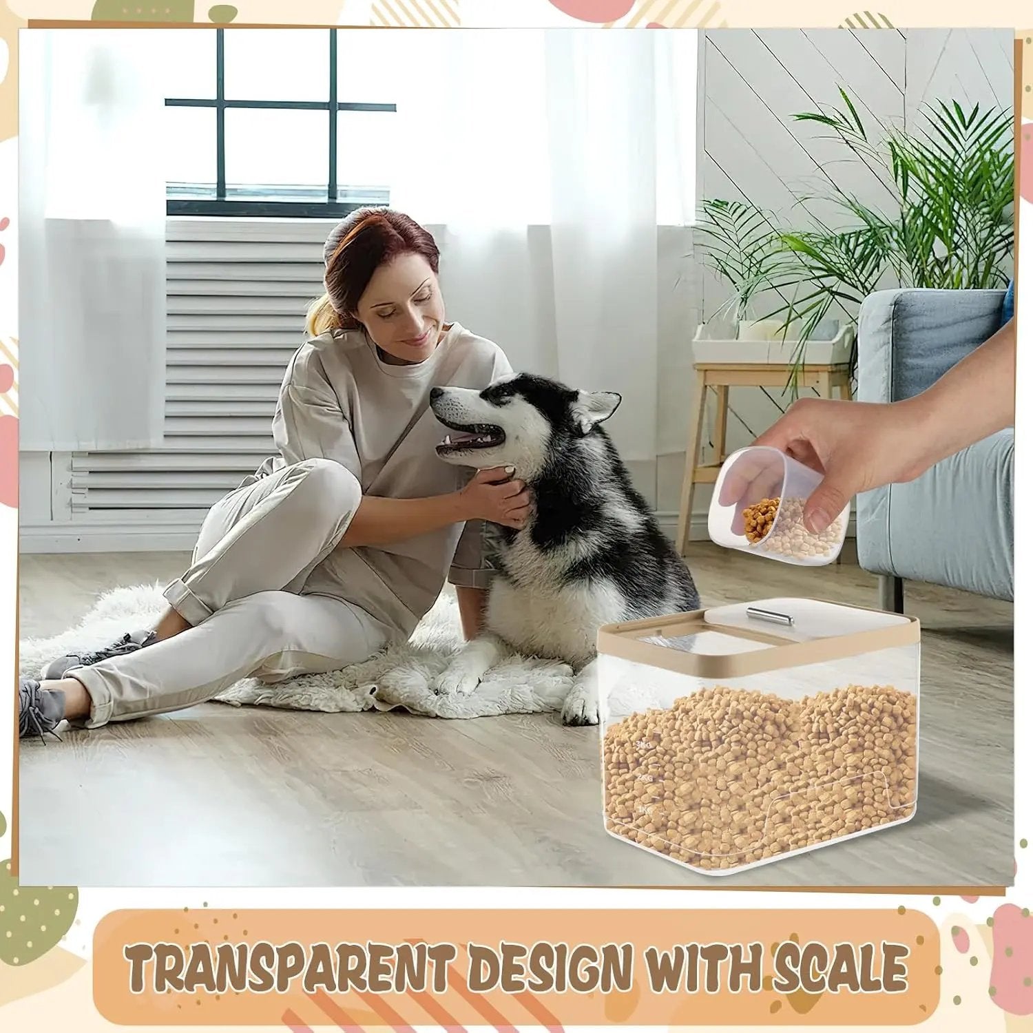 2 Pack Airtight Dog Food Storage Containers 10lb Clear Bins w/ Scoops Pet Treat Box