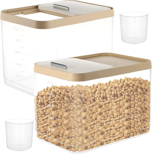 2 Pack Airtight Dog Food Storage Containers 10lb Clear Bins w/ Scoops Pet Treat Box Default Title