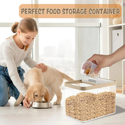 2 Pack Airtight Dog Food Storage Containers 10lb Clear Bins w/ Scoops Pet Treat Box