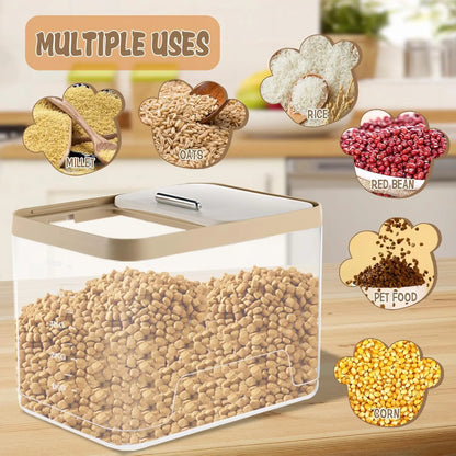 2 Pack Airtight Dog Food Storage Containers 10lb Clear Bins w/ Scoops Pet Treat Box