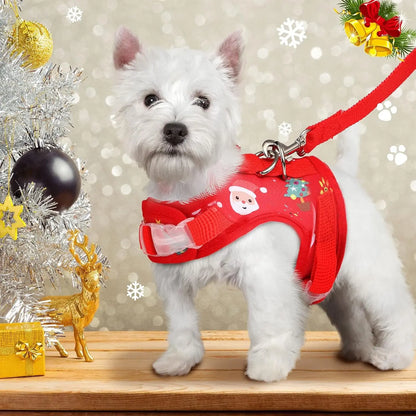 2-Pack Christmas Dog Harness & Leash Set – Adjustable Escape-Proof Vest (Medium)