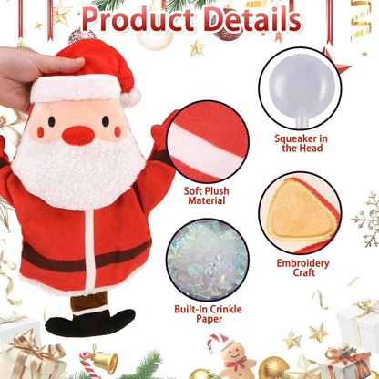 2-Pack Squeaky Christmas Dog Toys, Santa & Reindeer No-Stuffing Plush Set