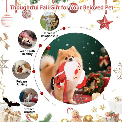 2-Pack Squeaky Christmas Dog Toys, Santa & Reindeer No-Stuffing Plush Set