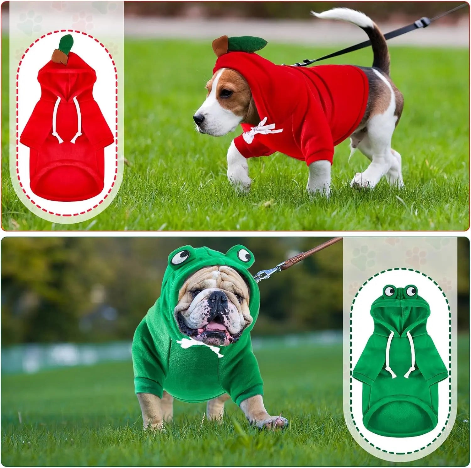2-Pack Dog Hoodies – Warm Winter Pet Sweatshirts for Small Dogs & Cats (Size M)
