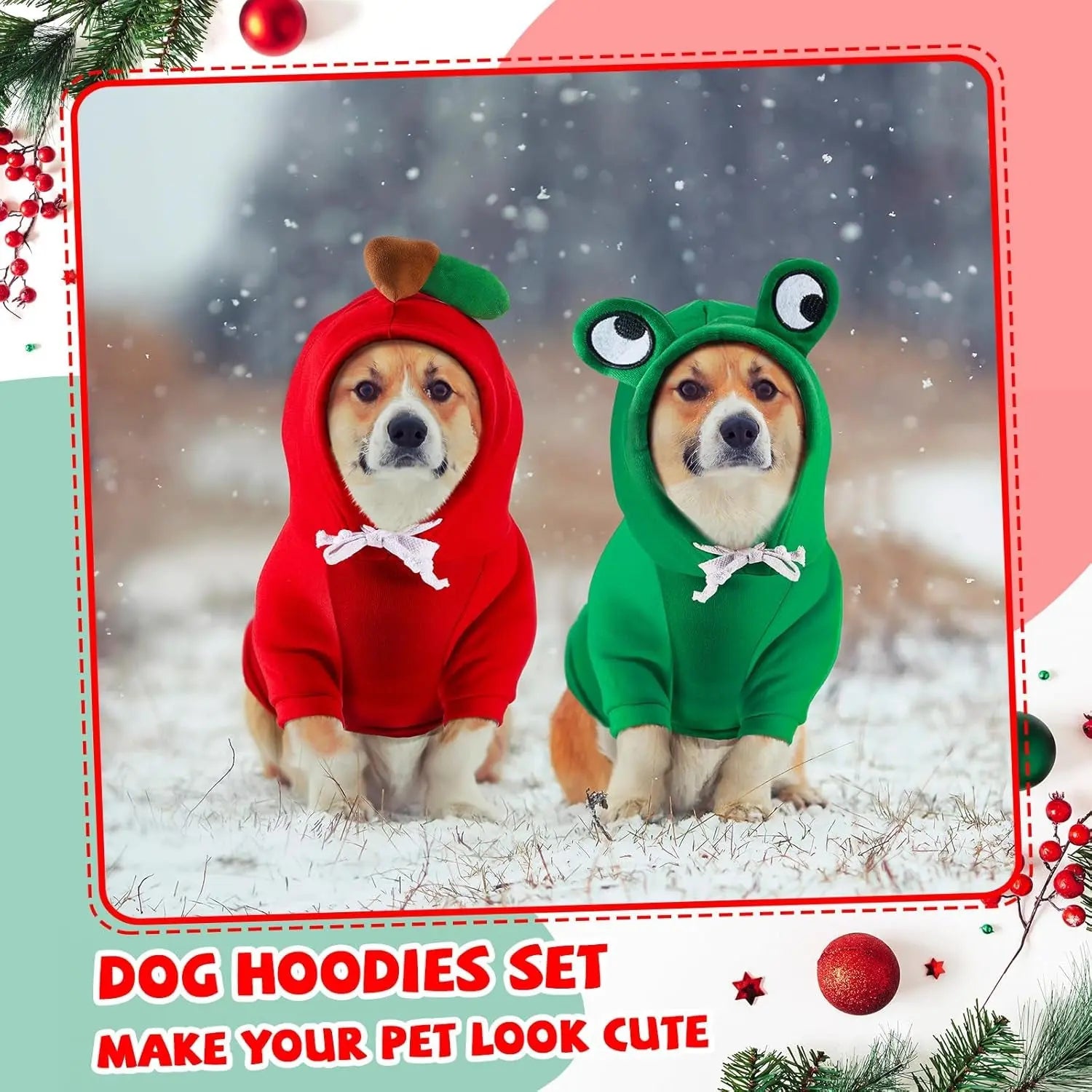 2-Pack Dog Hoodies – Warm Winter Pet Sweatshirts for Small Dogs & Cats (Size M)