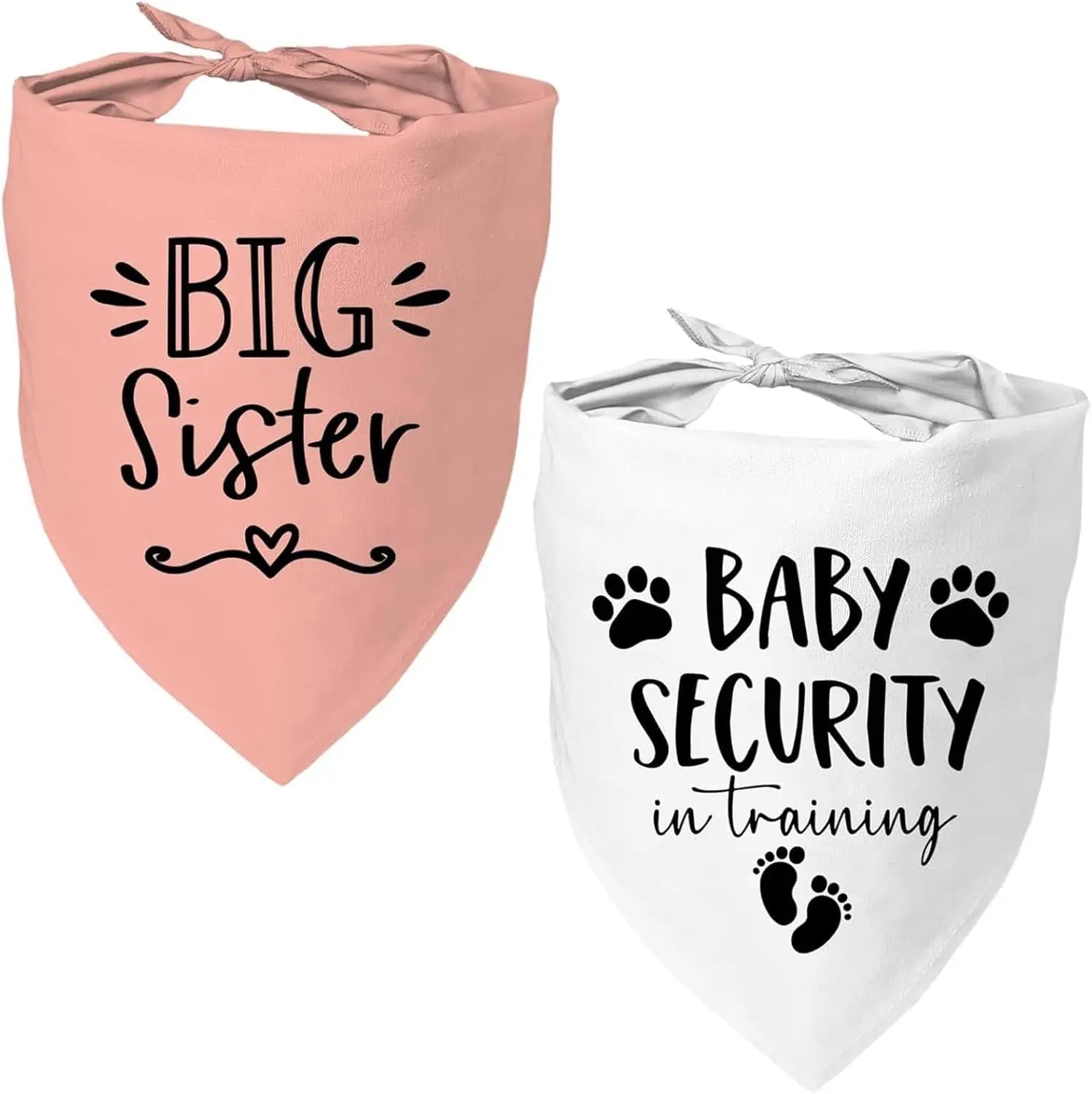 2 Pack Dog Pregnancy Announcement Bandanas Blue Pink Gender Reveal Sisterbaby Security