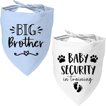 2 Pack Dog Pregnancy Announcement Bandanas Blue Pink Gender Reveal Brotherbaby Security