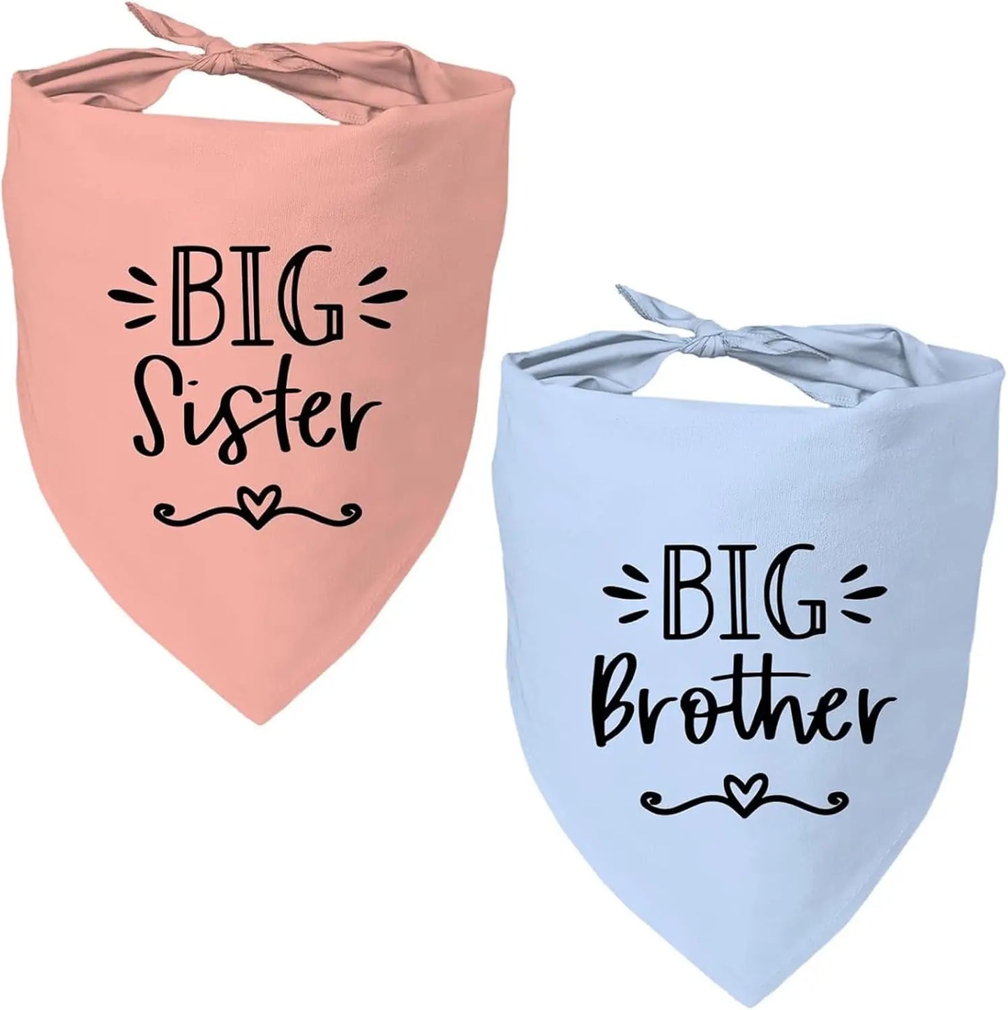 2 Pack Dog Pregnancy Announcement Bandanas Blue Pink Gender Reveal Big Sister Brother B