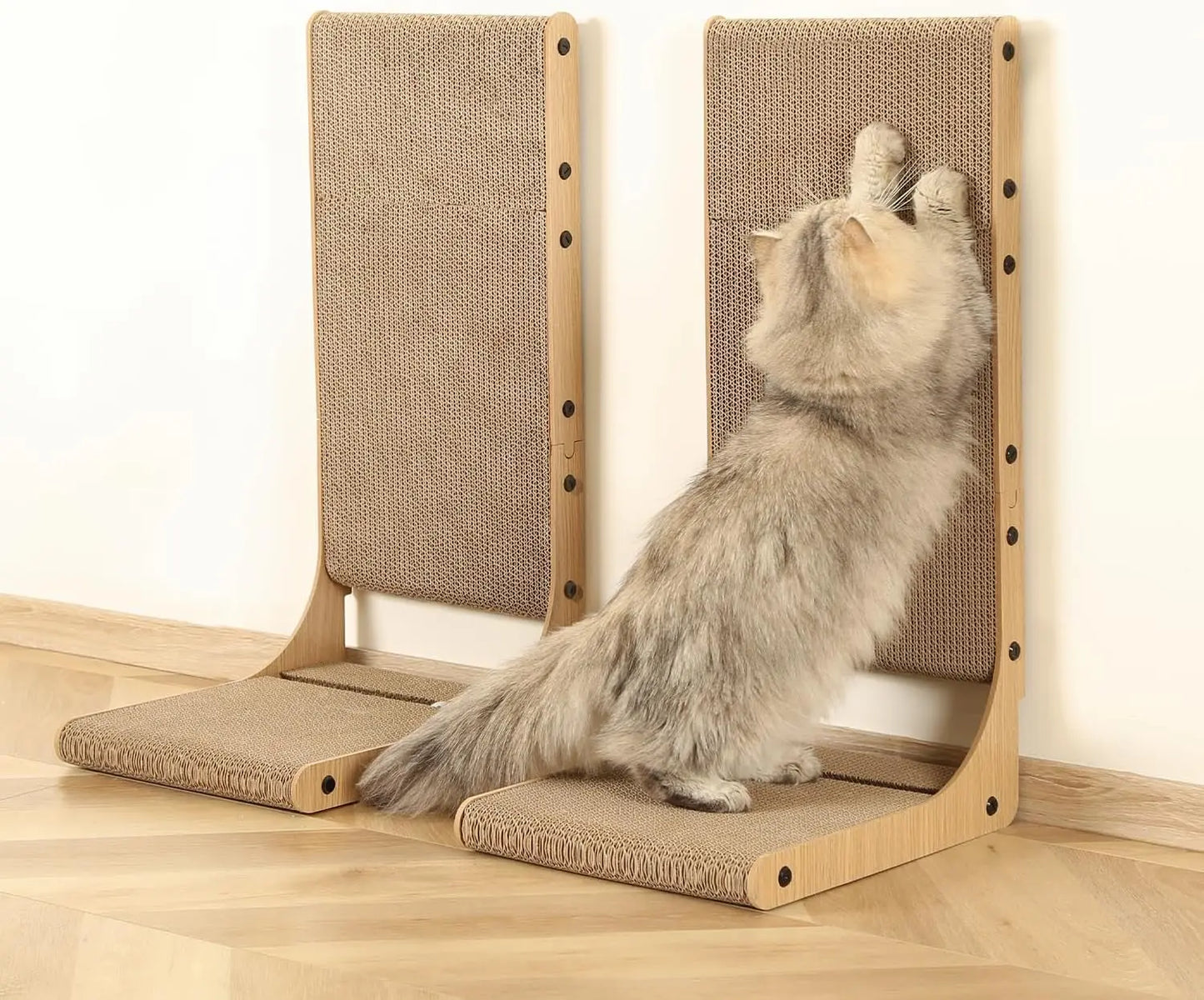 2-Pack L-Shaped Cat Scratching Boards for Indoor Cats Large Vertical