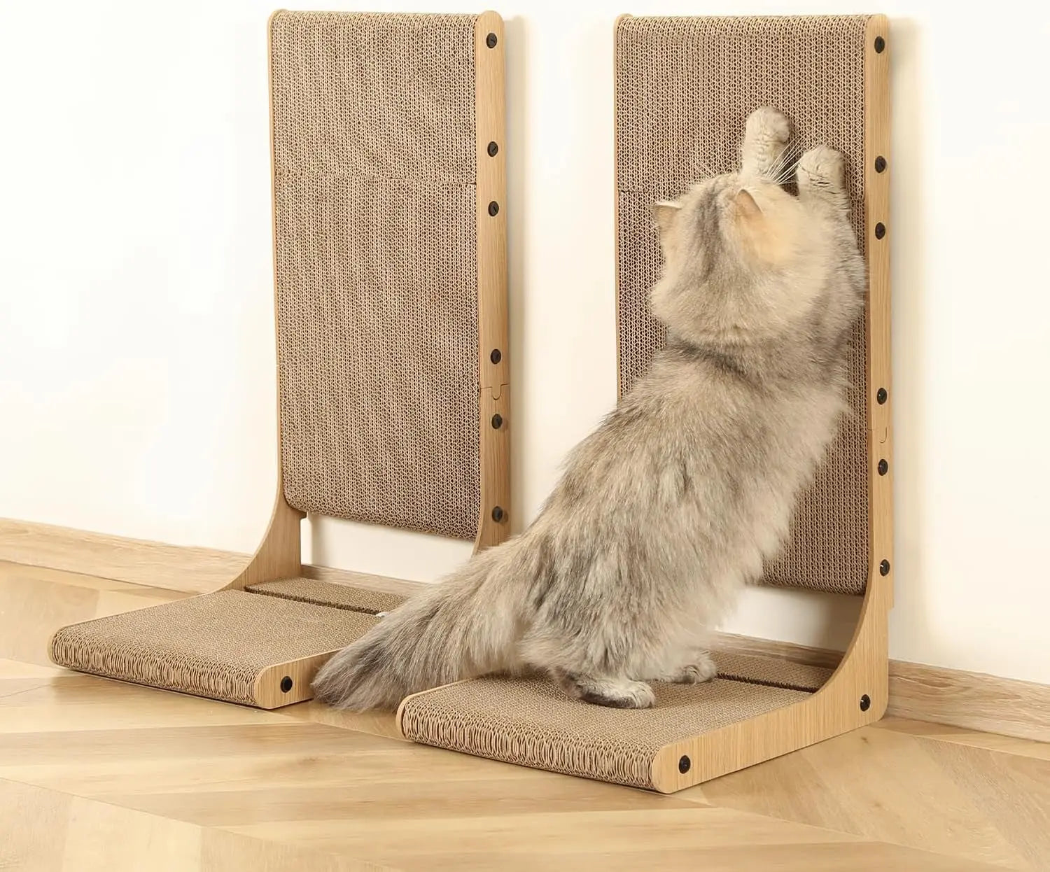 2-Pack L-Shaped Cat Scratching Boards for Indoor Cats Large Vertical