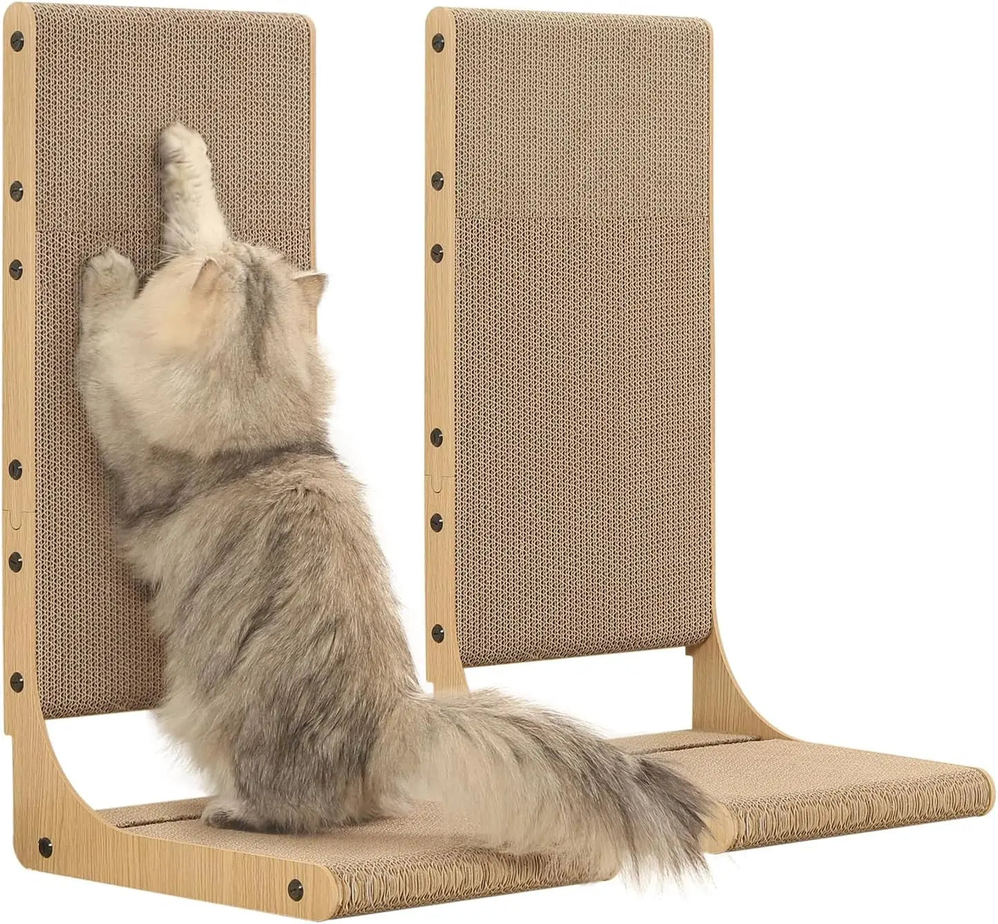 2-Pack L-Shaped Cat Scratching Boards for Indoor Cats Large Vertical Large 2Pc (25.6'' Tall)