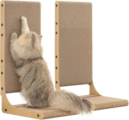 2-Pack L-Shaped Cat Scratching Boards for Indoor Cats Large Vertical Large 2Pc (25.6'' Tall)