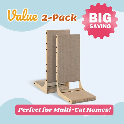 2-Pack L-Shaped Cat Scratching Boards for Indoor Cats Large Vertical