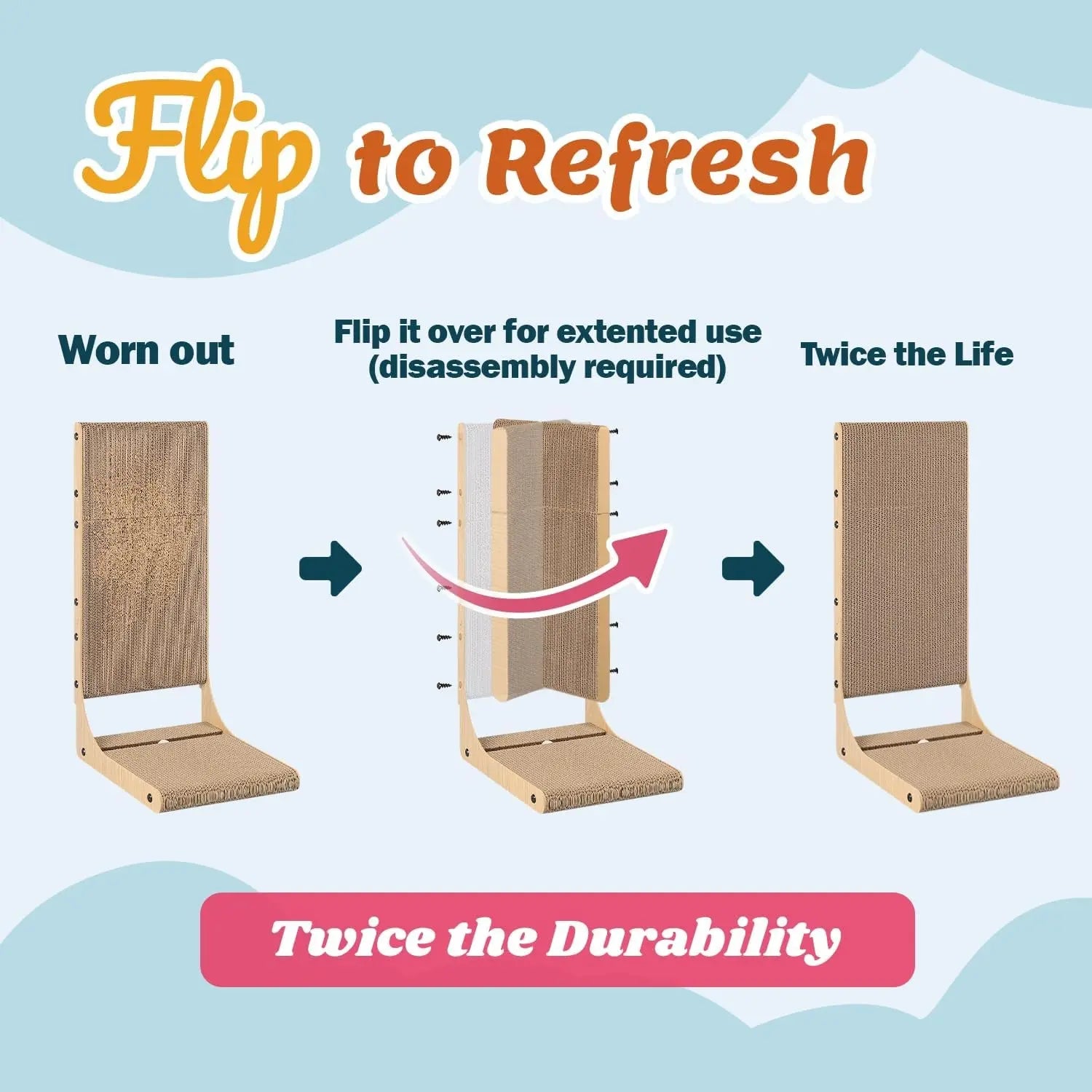 2-Pack L-Shaped Cat Scratching Boards for Indoor Cats Large Vertical