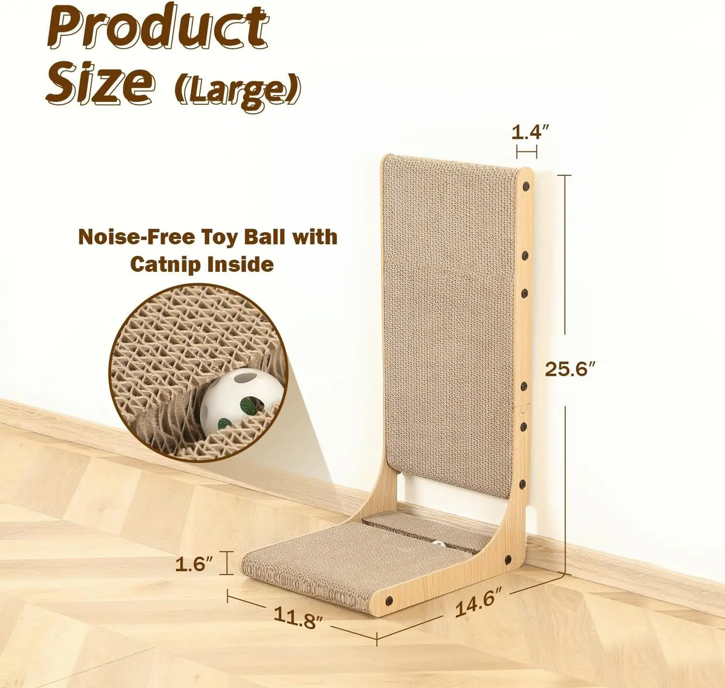 2-Pack L-Shaped Cat Scratching Boards for Indoor Cats Large Vertical