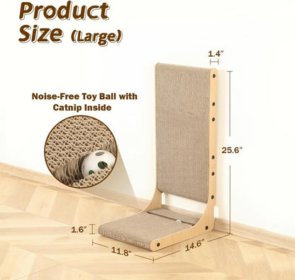 2-Pack L-Shaped Cat Scratching Boards for Indoor Cats Large Vertical