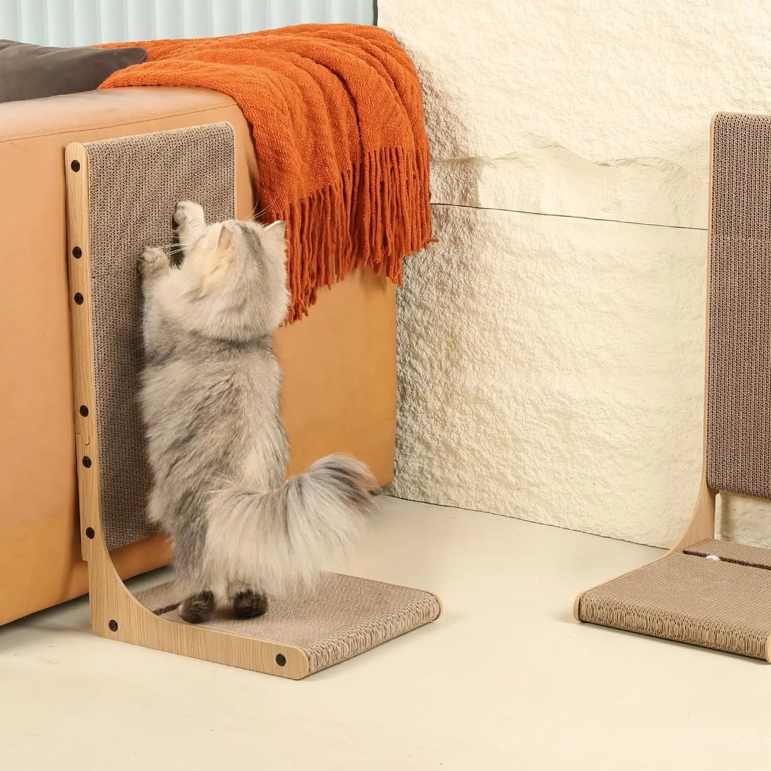 2-Pack L-Shaped Cat Scratching Boards for Indoor Cats Large Vertical