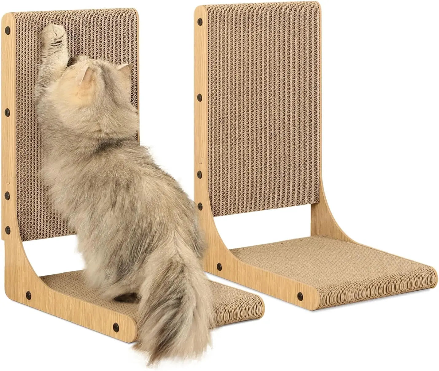 2-Pack L-Shaped Cat Scratching Boards for Indoor Cats Large Vertical Medium 2Pc (19.7'' Tall)
