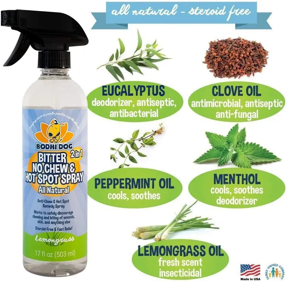 2-in-1 Bitter No Chew & Hot Spot Spray | Natural Chew Deterrent (USA)
