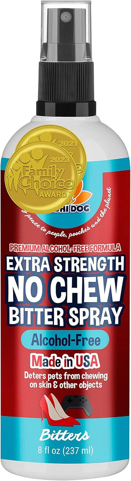 2-in-1 Bitter No Chew & Hot Spot Spray | Natural Chew Deterrent (USA) No Chew! Alcohol Free 8Oz