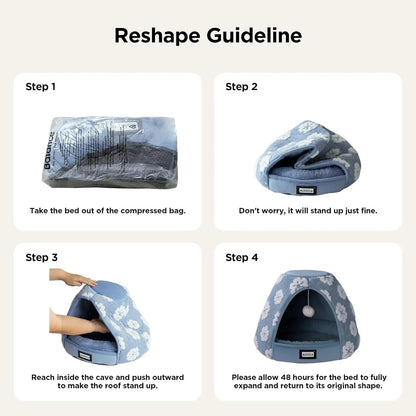 2-in-1 Cat Cave Bed Tent for Indoor Cats 19 Inch Plush