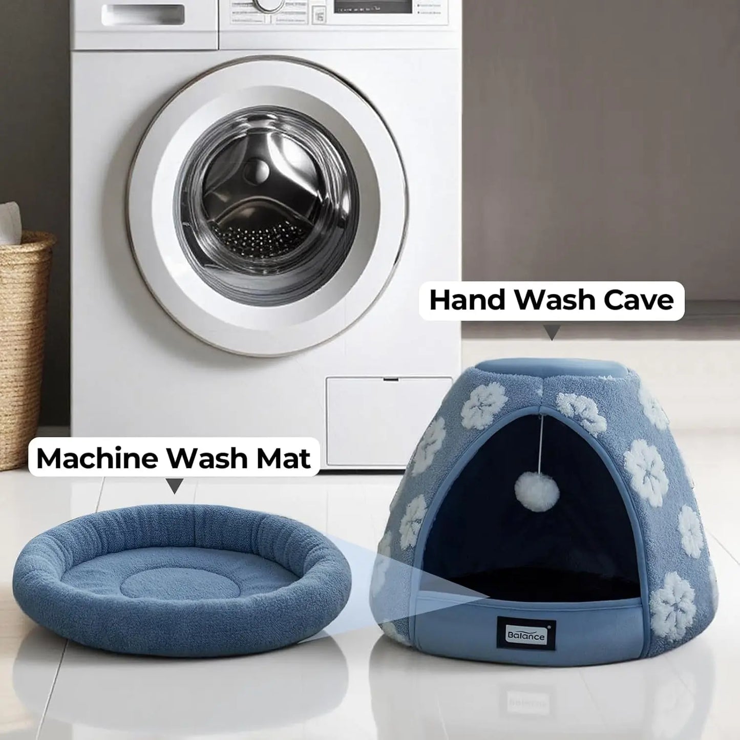 2-in-1 Cat Cave Bed Tent for Indoor Cats 19 Inch Plush