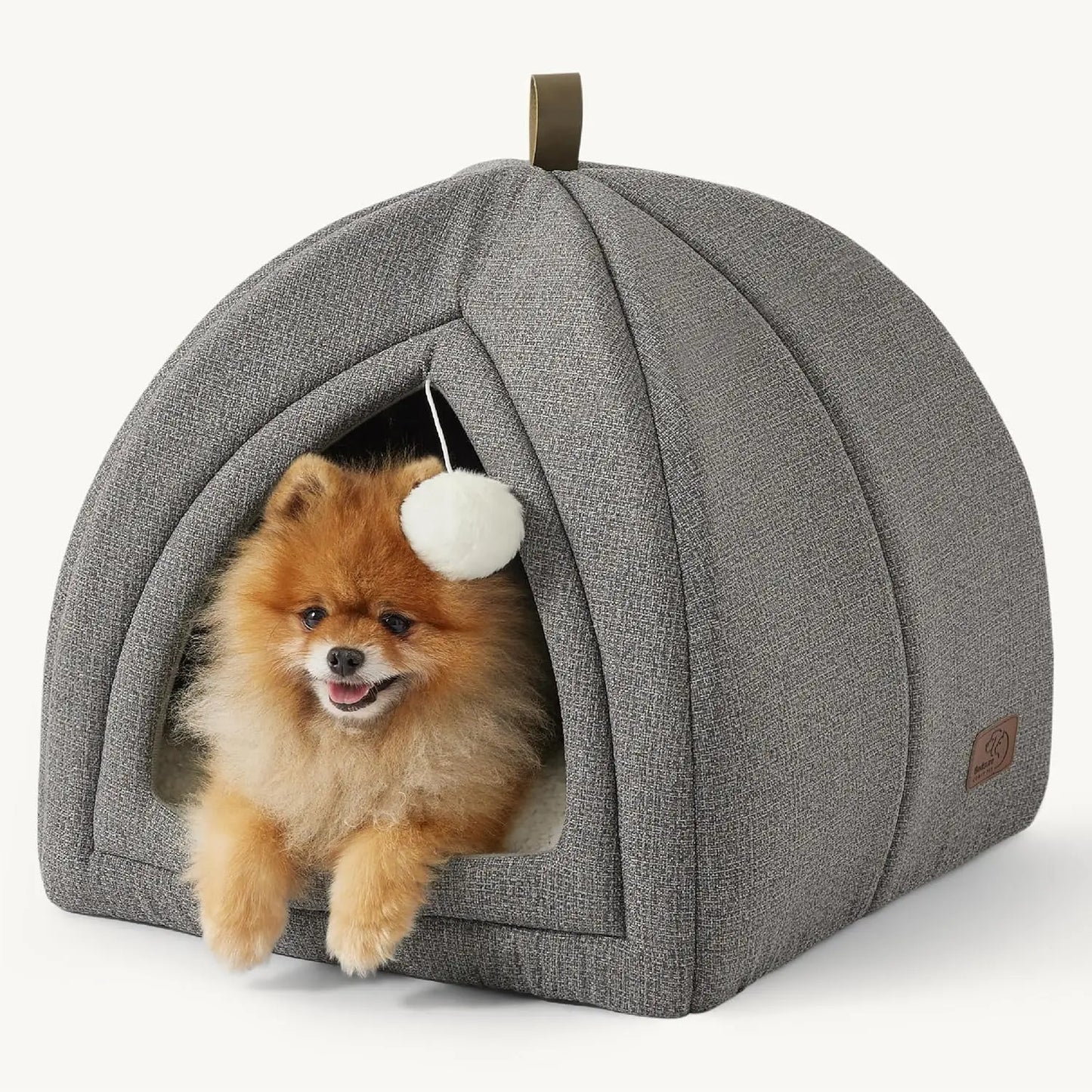 2-in-1 Cat Cave Bed – Foldable Indoor Cat Tent with Washable Cushion, Sizes S-L Grey L(17.3X17.3X17.3)